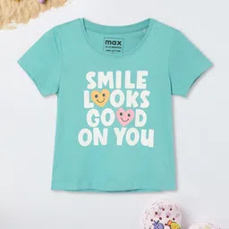 max Girls Typography Printed Round Neck Cotton T-shirt-picture-55