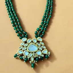 Anouk Gold Plated Kundan Studded & Beaded Meenakari Enamel Back Jewellery Set image 5