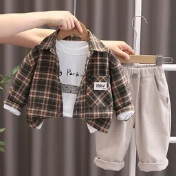 INCLUD Boys Checked Shirt Collar Shirt With T-Shirt & Pants-picture-27