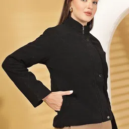 Thirty Threads Women Mock Collar Solid Tailored Jacket image 2