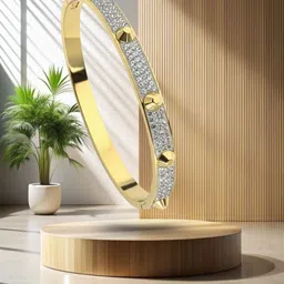 RKB Sales Women Cubic Zirconia Antique Gold-Plated Cuff Bracelet-picture-17