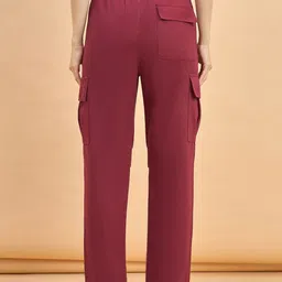 The Roadster Lifestyle Co Relaxed-Fit High-Rise Cargo Trousers With Multiple Pockets image 4