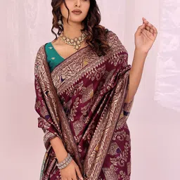 Florence Ethnic Motifs Woven Design Zari Kanjeevaram Saree image 2