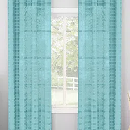 Story@home Blue Set of 2 Geometric Sheer Door Curtain-picture-17