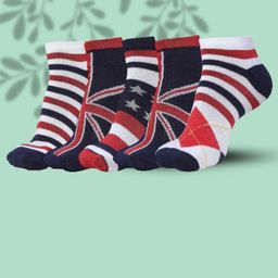 MJE Men Pack Of 5 Patterned Cotton Ankle Length Socks-image-78