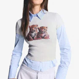 Bershka Women Printed Round Neck Short Sleeves T-shirt-picture-15