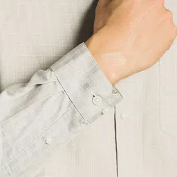 Louis Philippe Windowpane Checked Spread Collar Full Sleeves Formal Shirt image 3