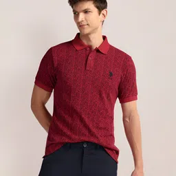 U.S. Polo Assn. Men Floral Printed Polo Collar Cotton Slim Fit T-Shirt image 1