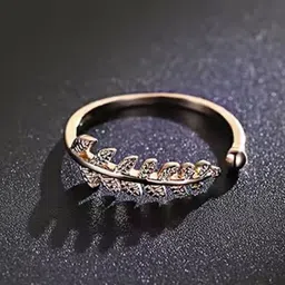 Thrillz Stainless Steel Rose Gold-Plated American Diamond-Studded Adjustable Finger Ring-picture-41