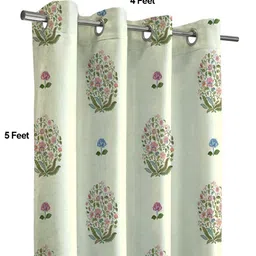 Steve & Anderson Bharat Motifs Olive Green & White 2 Pieces Window Curtains (5 Feet) image 4