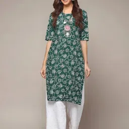 arangya Women Floral Printed Indie Prints Crepe Kurta image 3