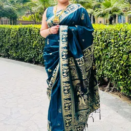 yourwish Woven Design Zari Art Silk Baluchari Saree-picture-19