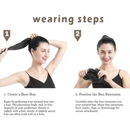 VIEWS Black Wavy Messy Hair Bun Extension image 2