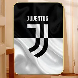 SAF Black & White Juventus FC & Flag Design Football Wooden Wall Art-picture-11