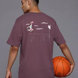 New Balance Humour & Comic Print Drop-Sleeves Cotton Relaxed Fit Athletics Hoops T-shirt-picture-42