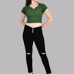 Mevan Women Regular Fit Mid-Rise Low Distress Stretchable Jeans image 2