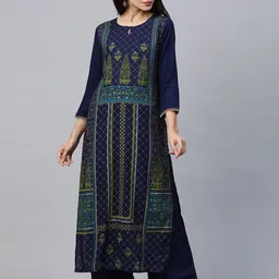 Anouk Ethnic Motifs Printed Keyhole Neck Straight Kurta-picture-22