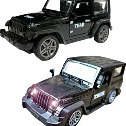 ruhani toys & gift gallery Metal Thar Toy Car 1:32 Die-cast Pull Back Model Car with Light & Sound (Black) image 5