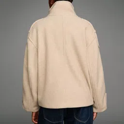 Bershka Women Felt texture jacket with funnel collar image 2