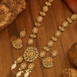 TJC Gold-Plated American Diamonds Studded & Pearls Beaded Jewellery Set-picture-33