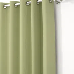 Story@Home Faux Silk Solid Solid 300GSM Light Green Room Darkening Blackout Window Curtain - Set Of 3 image 2