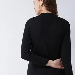 pivl Women Woven V Neck Black Sweater image 2