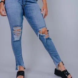 Wasomii Women Jean Skinny Fit Highly Distressed Light Fade Stretchable Jeans-image-3