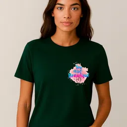Anikmart Women Typography Printed Round Neck Cotton T-shirt-image-82