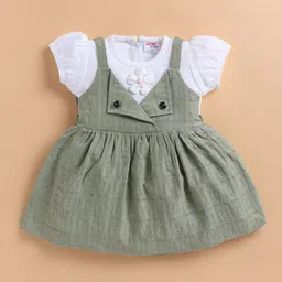 LACKii DOLL Girls Colourblocked Puff Sleeve Fit & Flare Dress image 4