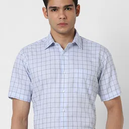 Van Heusen Men Regular Fit Spread Collar Checked Cotton Formal Shirt-picture-26