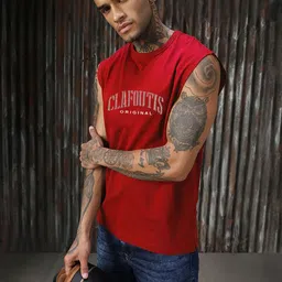 SZN Typography Printed Round Neck Sleeveless T-shirt-picture-28