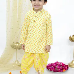 KID1 Boys Printed Regular Pure Cotton Kurta with Dhoti Pants image 1