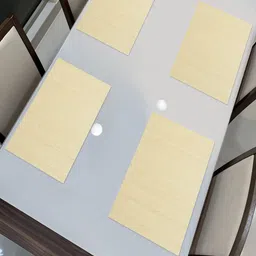 HOKIPO Beige 4 Pieces Rectangle Reversible Bamboo Non Slip Table Placemats image 3