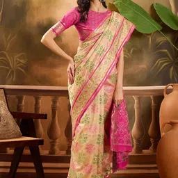 Sangria Woven Design Patola Saree With Unstitched Blouse image 2