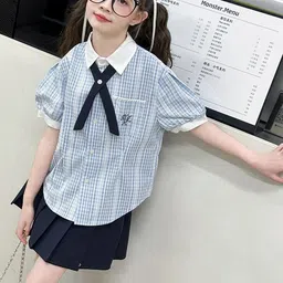 LULU & SKY Girls Checked Shirt with Skirt image 3