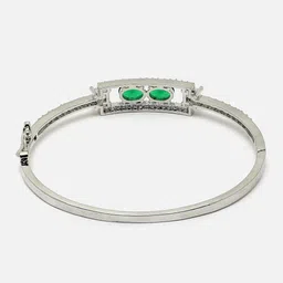 ZENEME Women Silver-Toned & White Brass American Diamond Rhodium-Plated Kada Bracelet image 3