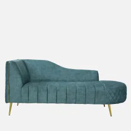 casacraft from pepperfry Valencia Velvet Chaise Lounger in Light Teal Colour image 4