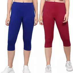 Women cotton lycra capri Women Multicolor Capri-image-16