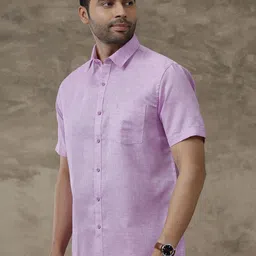 Ramraj Solid Spread Collar Short Sleeves Cotton Shirt image 2