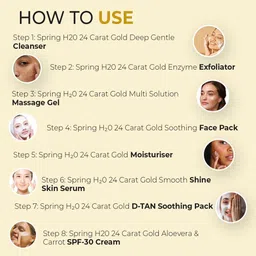 Spring H2O 8 Steps 24 Carat Gold Facial Kit With 5 Steps D-TAN Facial Kit Combo - 130 image 5