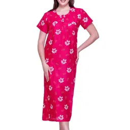 TRUDO Women Printed Pure Cotton Maxi Nightdress-image-17