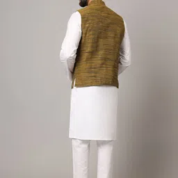 Latest Chikan Garments Striped Woven Nehru Jacket image 5