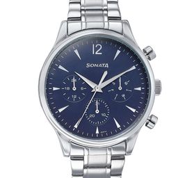 Sonata Men Embellished Dial & Stainless Steel Bracelet Style Straps Analogue Watch 77146SM02-picture-4