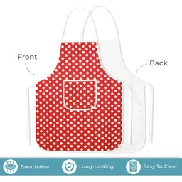 Kuber Industries Pack Of 2 Red & White Polka Dot Printed Aprons With Front Pocket image 2