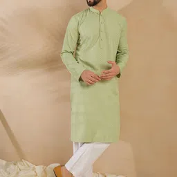 SWAGG INDIA Geometric Woven Design Mandarin Collar Straight Kurta-picture-21