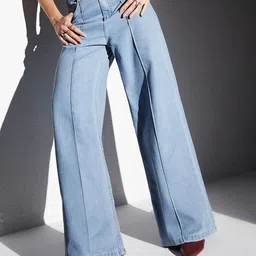 Miss Chase Women Straight Fit High-Rise Heavy Fade Stretchable Jeans-image-87