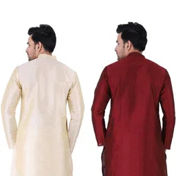 JEXI Men Regular Pure Silk Kurta with Churidar image 2