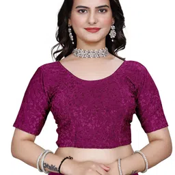 KIPZY Women Embroidered Round Neck Saree Blouse-image-87