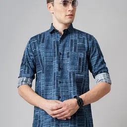 THE BEETEL HOUSE Men Standard Fit Spread Collar Abstract Printed Cotton Casual Shirt-image-83