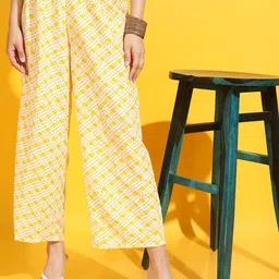 Vishudh Women Printed Regular Fit Palazzos-image-3